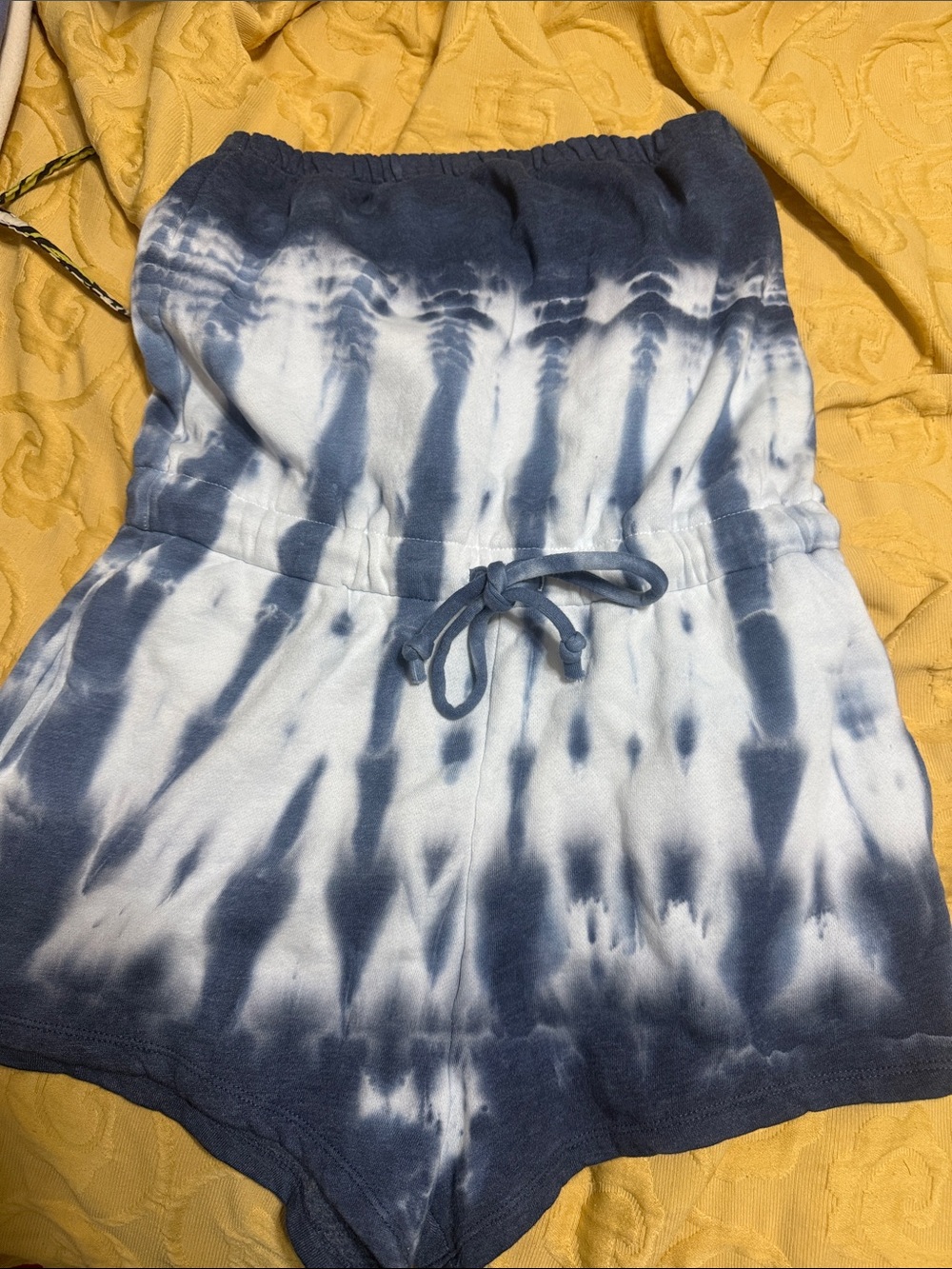 Aeropostale Navy & White Tie-Dye High-Waist Drawstring Shorts